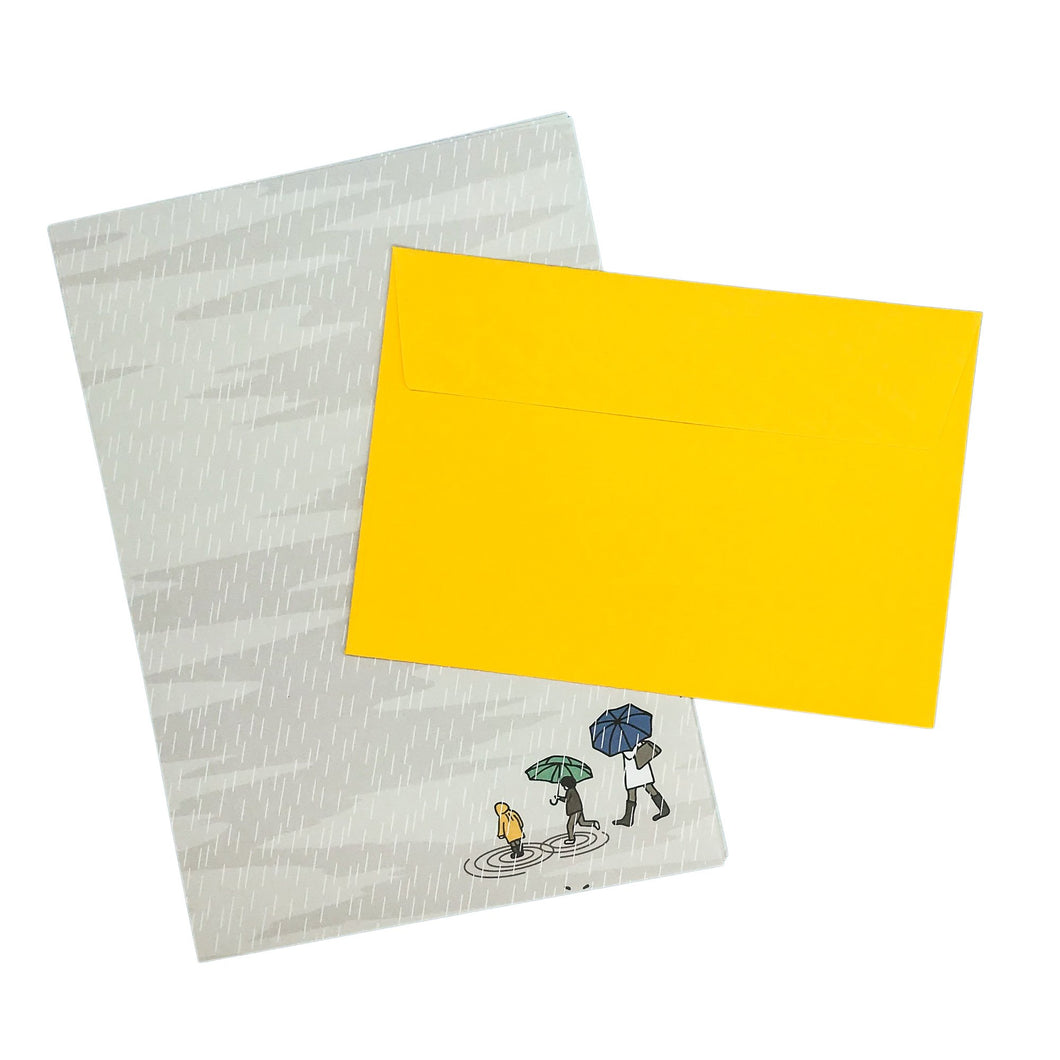 Wholesale Rainy Day Writing Paper Compendium - Mustard and Gray Trade Homeware and Gifts - Made in Britain