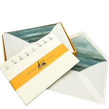 Load image into Gallery viewer, Wholesale Regatta Notecard Set with Lined Envelopes - Mustard and Gray Trade Homeware and Gifts - Made in Britain
