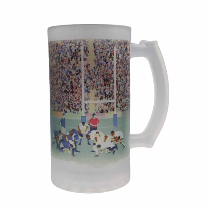 Wholesale Rugby Frosted Beer Stein - Mustard and Gray Trade Homeware and Gifts - Made in Britain