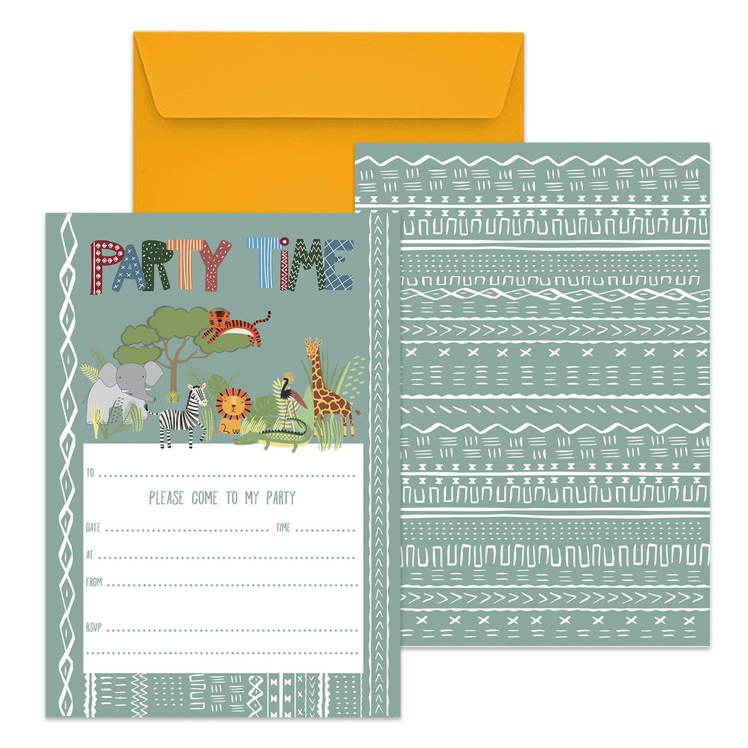 Wholesale Safari Birthday Party Invitations - Mustard and Gray Trade Homeware and Gifts - Made in Britain