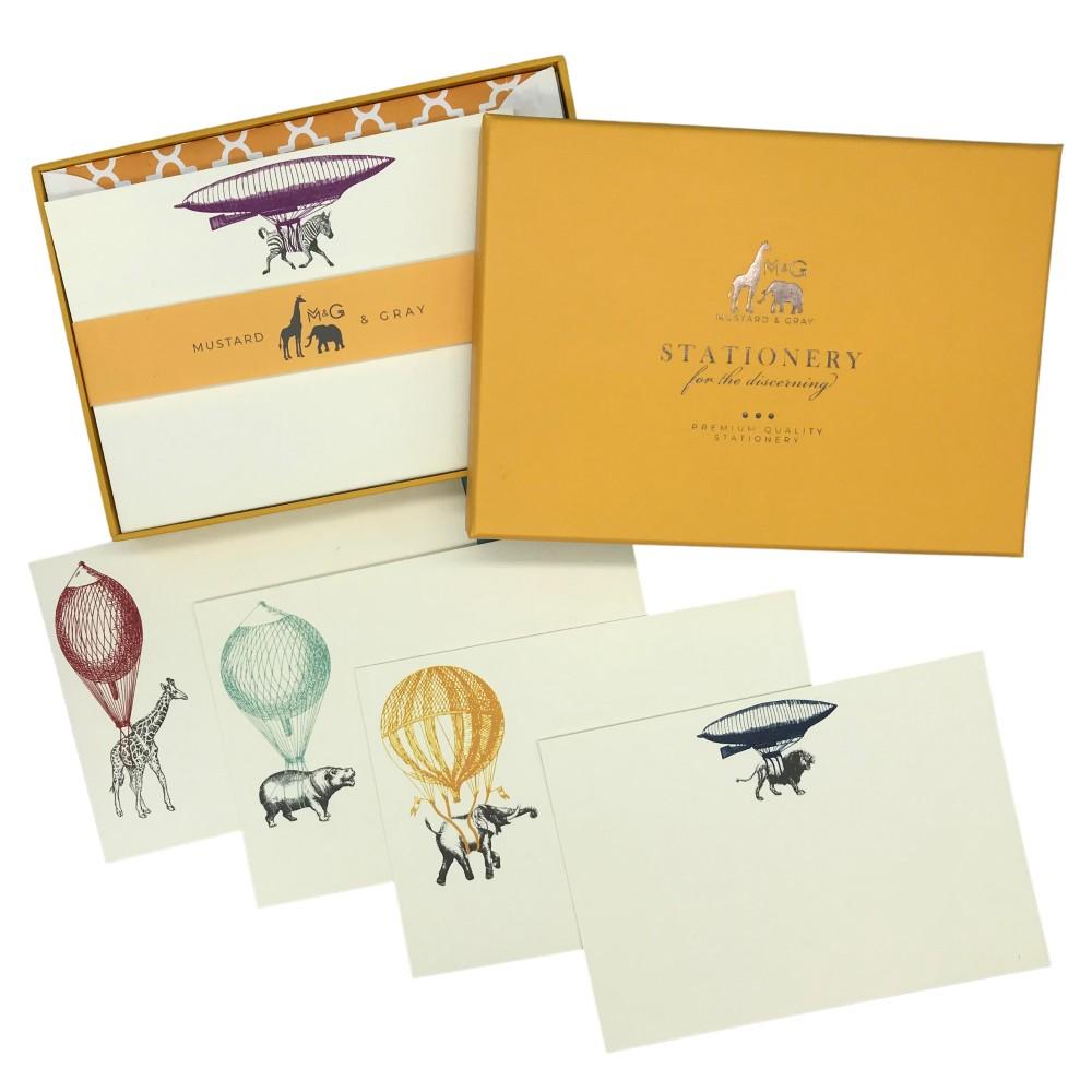 Wholesale Safari High Life Notecard Set with Lined Envelopes - Mustard and Gray Trade Homeware and Gifts - Made in Britain
