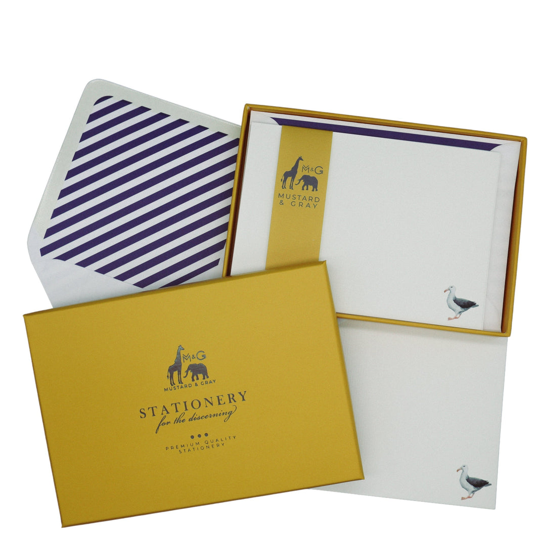 Wholesale Sea Bird Notecard Set with Lined Envelopes - Mustard and Gray Trade Homeware and Gifts - Made in Britain
