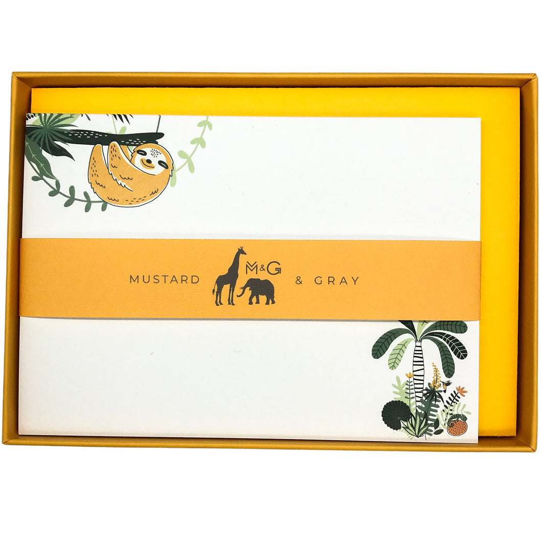 Wholesale Sloth Notecard Set - Mustard and Gray Trade Homeware and Gifts - Made in Britain