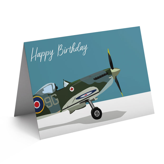 Wholesale Spitfire Happy Birthday Card - Mustard and Gray Trade Homeware and Gifts - Made in Britain
