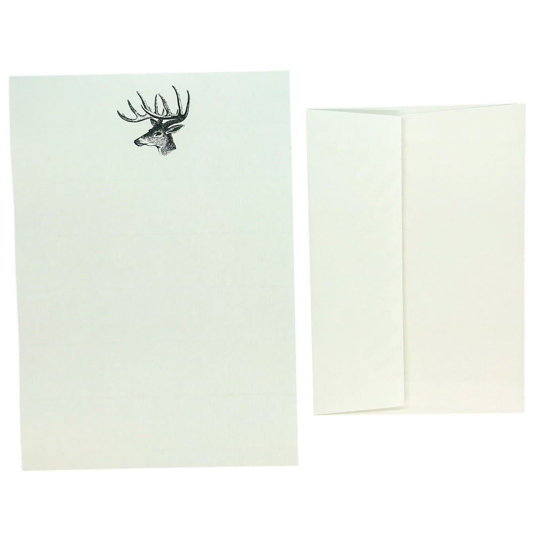 Wholesale Stag Head Writing Paper Compendium - Mustard and Gray Trade Homeware and Gifts - Made in Britain