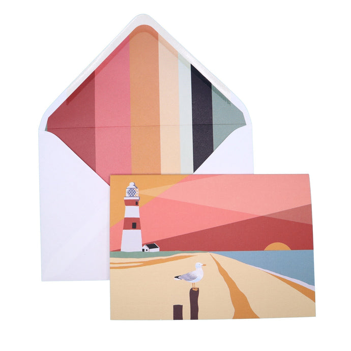 Wholesale The Lighthouse Greetings Card - Mustard and Gray Trade Homeware and Gifts - Made in Britain