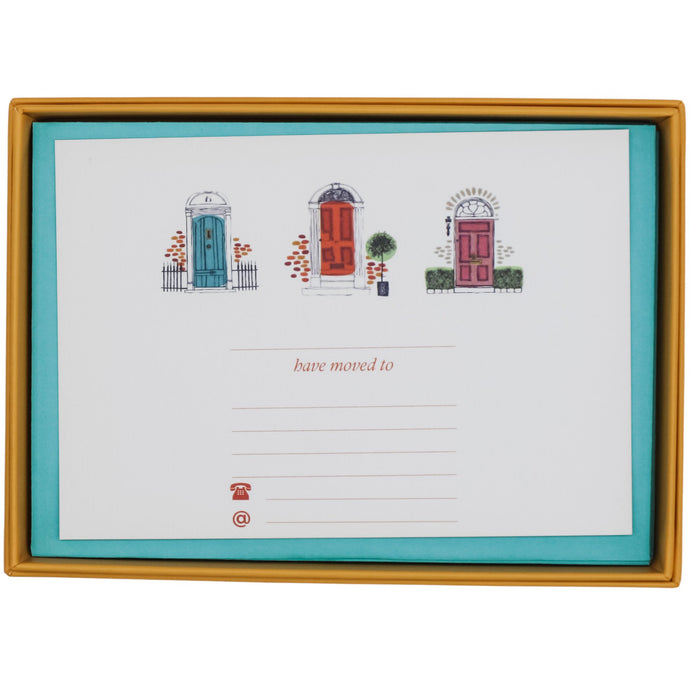 Wholesale Three Doors Down Change of Address Card Set - Mustard and Gray Trade Homeware and Gifts - Made in Britain