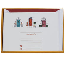 Load image into Gallery viewer, Wholesale Three Doors Down Change of Address Card Set with Lined Envelopes - Mustard and Gray Trade Homeware and Gifts - Made in Britain
