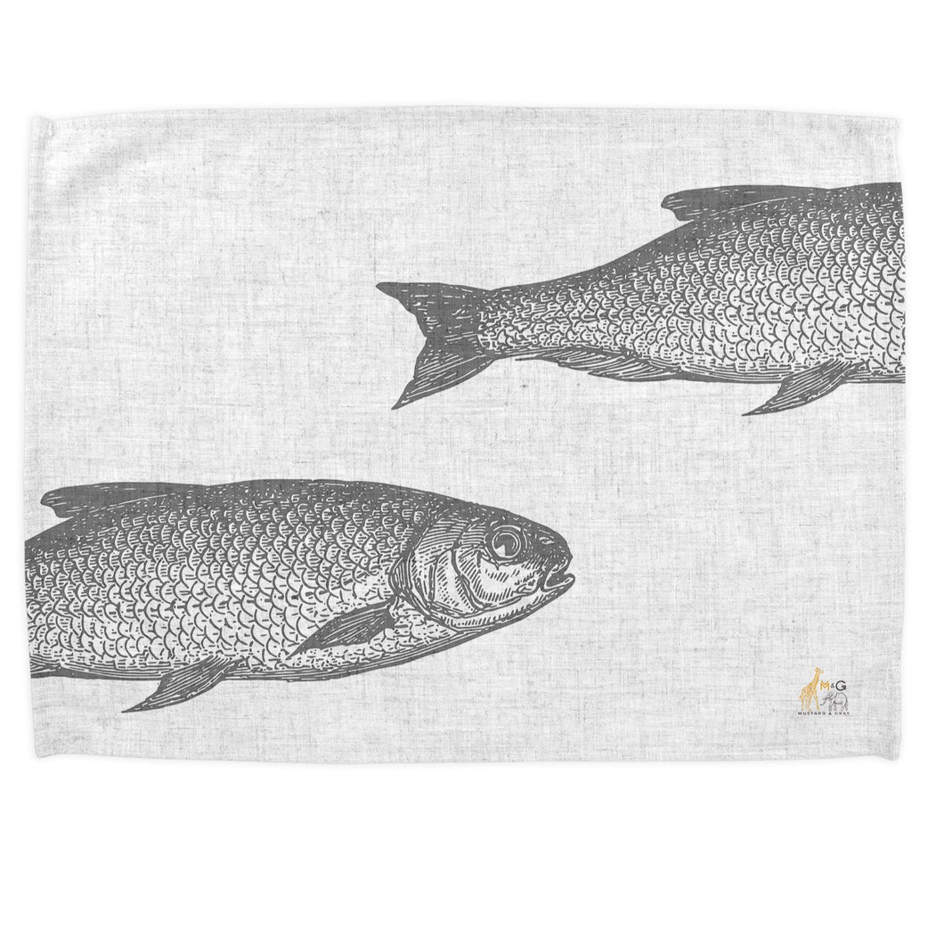 Wholesale Ticklerton  Tea Towel - Mustard and Gray Trade Homeware and Gifts - Made in Britain
