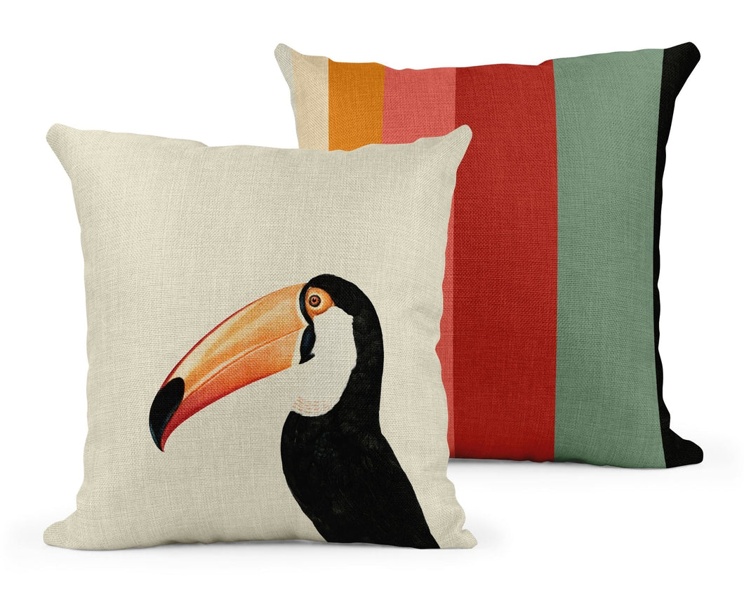 Wholesale Toco Toucan Cushion - Mustard and Gray Trade Homeware and Gifts - Made in Britain