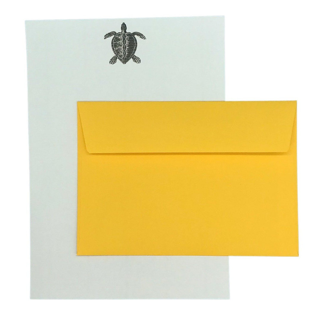 Wholesale Turtle Writing Paper Compendium - Mustard and Gray Trade Homeware and Gifts - Made in Britain