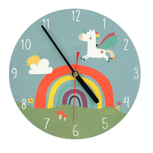 Load image into Gallery viewer, Wholesale Unicorn Rainbow Clock - Mustard and Gray Trade Homeware and Gifts - Made in Britain
