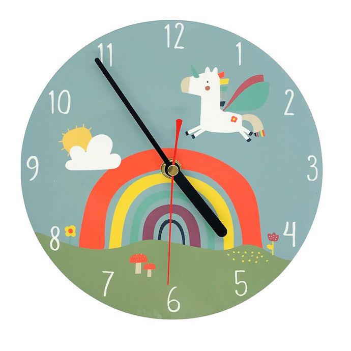 Wholesale Unicorn Rainbow Clock - Mustard and Gray Trade Homeware and Gifts - Made in Britain