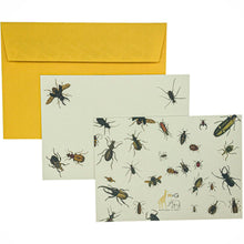 Load image into Gallery viewer, Wholesale Vintage Bugs Notecard Set - Mustard and Gray Trade Homeware and Gifts - Made in Britain
