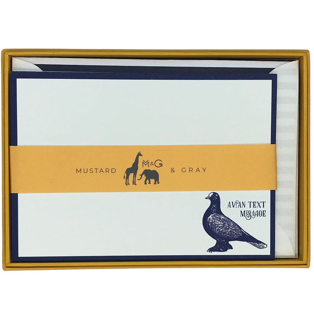Wholesale Vintage Messages Notecard Set with Lined Envelopes - Mustard and Gray Trade Homeware and Gifts - Made in Britain