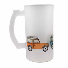 Load image into Gallery viewer, Wholesale Weekend Wheels Offroad Frosted Beer Stein - Mustard and Gray Trade Homeware and Gifts - Made in Britain
