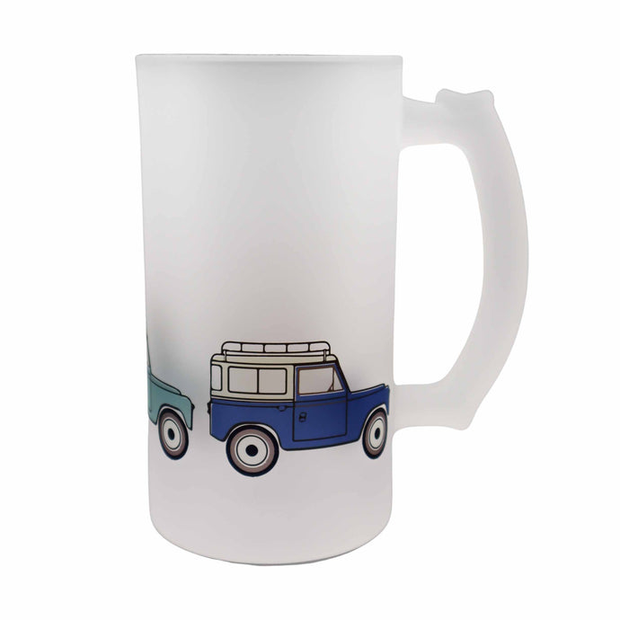 Wholesale Weekend Wheels Offroad Frosted Beer Stein - Mustard and Gray Trade Homeware and Gifts - Made in Britain