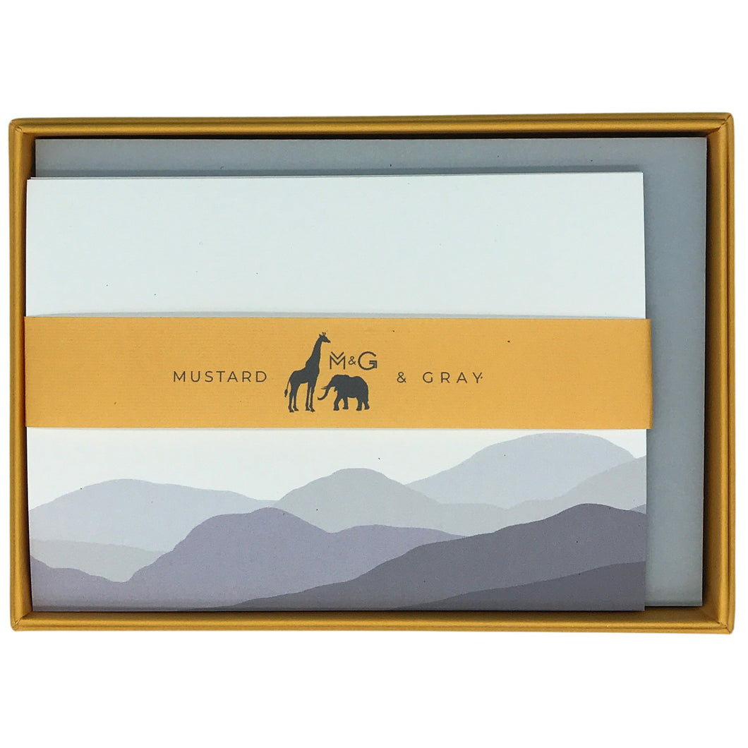 Wholesale Welsh Hills Notecard Set - Mustard and Gray Trade Homeware and Gifts - Made in Britain