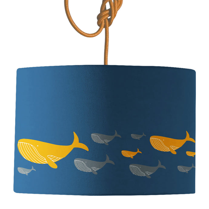Wholesale Whale Family Blue Lamp Shade - Mustard and Gray Trade Homeware and Gifts - Made in Britain