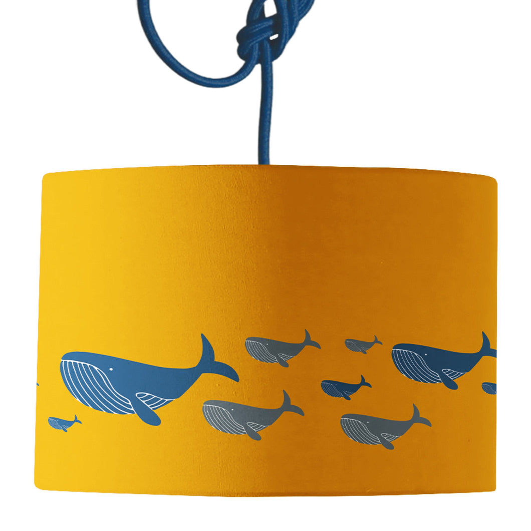 Wholesale Whale Family Mustard Yellow Lamp Shade - Mustard and Gray Trade Homeware and Gifts - Made in Britain