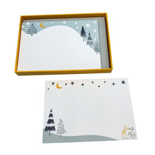 Load image into Gallery viewer, Wholesale Winter Star Notecard Set - Mustard and Gray Trade Homeware and Gifts - Made in Britain
