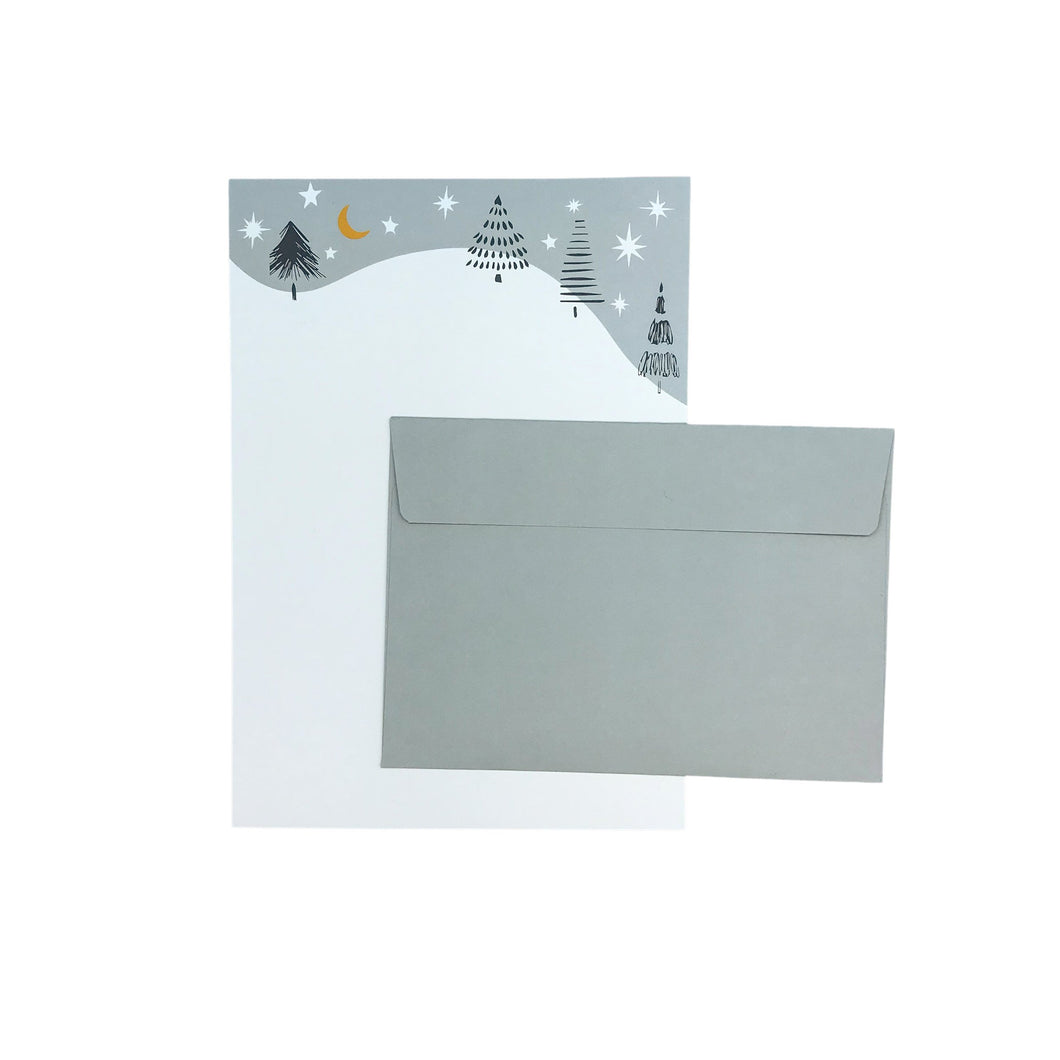 Wholesale Winter Star Writing Paper Compendium - Mustard and Gray Trade Homeware and Gifts - Made in Britain