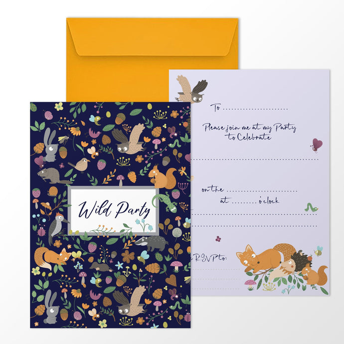 Wholesale Woodland Wonderland Party Invitations - Mustard and Gray Trade Homeware and Gifts - Made in Britain
