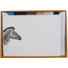 Load image into Gallery viewer, Wholesale Zebra Stripe Notecard Set with Lined Envelopes - Mustard and Gray Trade Homeware and Gifts - Made in Britain
